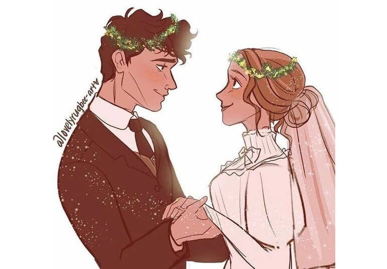 Ilustração do casamento de Anne e Gilbert