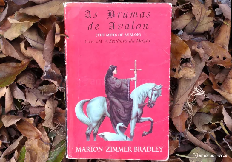Livro As Brumas de Avalon e folhagens