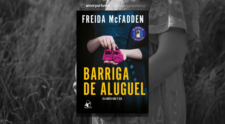 Capa do livro Barriga de Aluguel com uma foto de uma mulher grávida em preto e branco no fundo