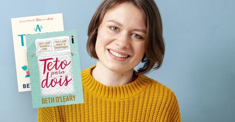 Beth O'leary com a capa do livro A troca e Teto para dois