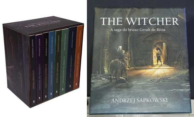 Box com livros edição comum de The Witcher