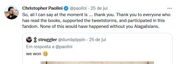Twitter do escritor Christopher Paolini