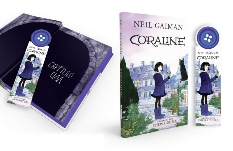 Livro Coraline em edição de colecionador com marcador de página