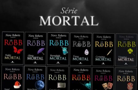 Escritos "Série Mortal" e a ordm dos primeiros 12 livros da série de JD Robb