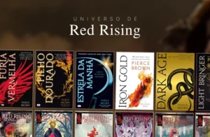 Red Rising: ordem dos livros e guia completo da série Imagem com todos os livros e quadrinhos da série Red Rising, de Pierce Brown, com os dizeres "Universo de Red Rising"