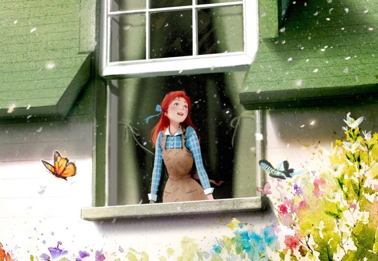 Ilustração de Anne olhando pela janela