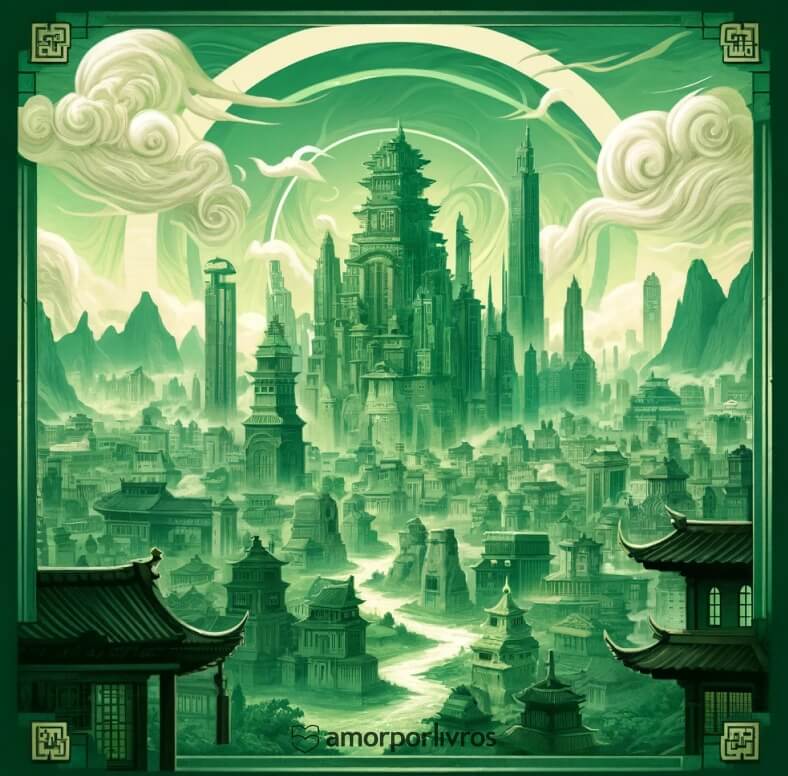 Ilustração de cidade de Kekon