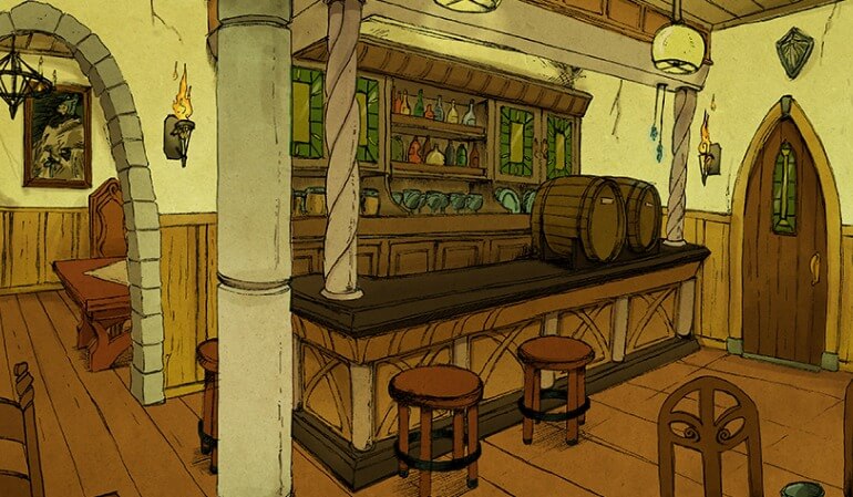 Ilustração de uma taverna