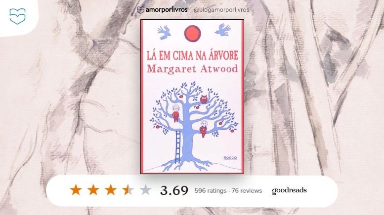 Livro infantil Lá em cima da árvore com um fundo desenhado de árvores