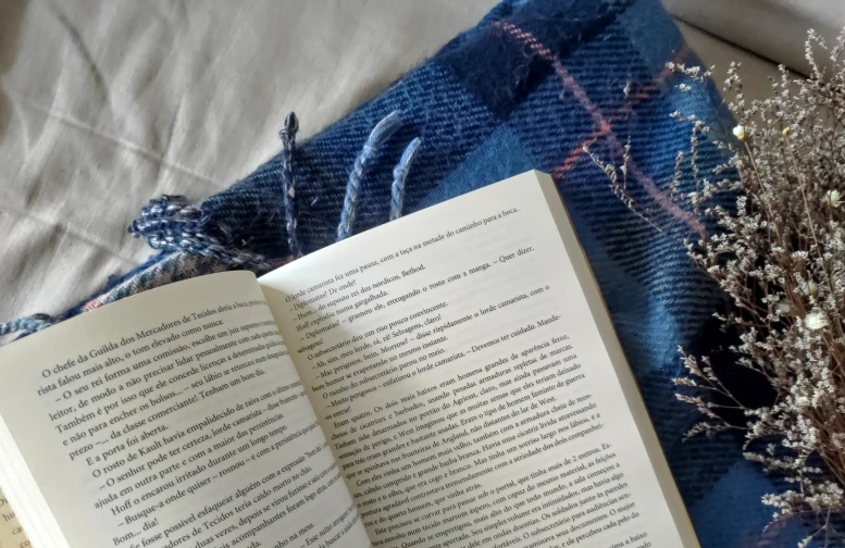 Livro O Poder da Espada aberto em uma das suas páginas iniciais