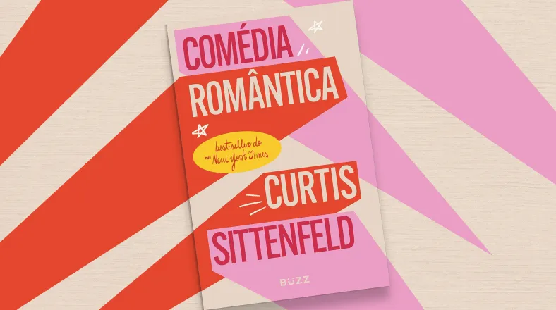 Capa do livro Comédia Romântica em fundo abstrato colorido