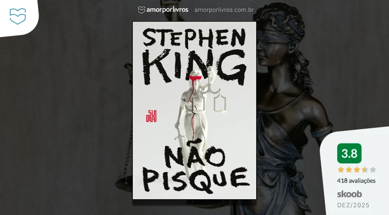 Capa do livro Não Pisque, de Stephen King, com avaliação 3,8 no Skoob.