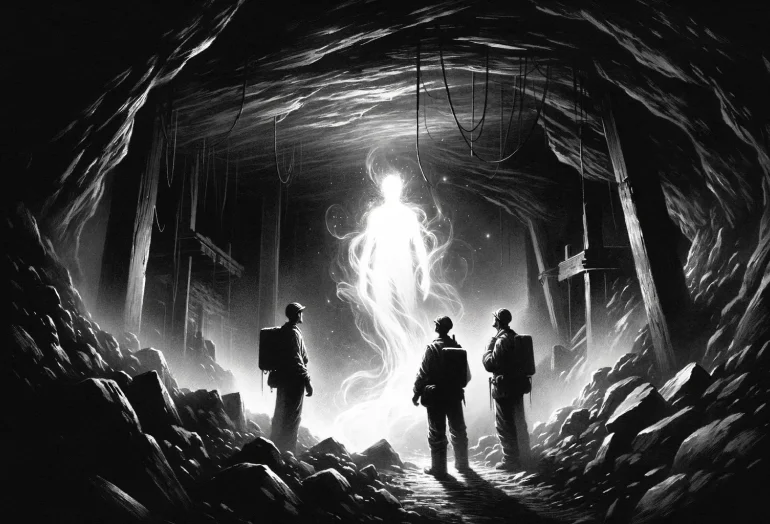 3 homens em uma mina abandonada encontram uma criatura de luz