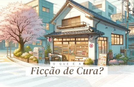 Uma ilustração de uma loja de conveniência com o escrito "O que é a ficção de cura?"