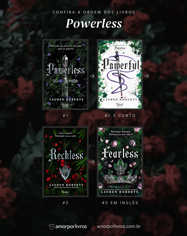 Ordem dos 4 livros da série Powerless, de Lauren Roberts