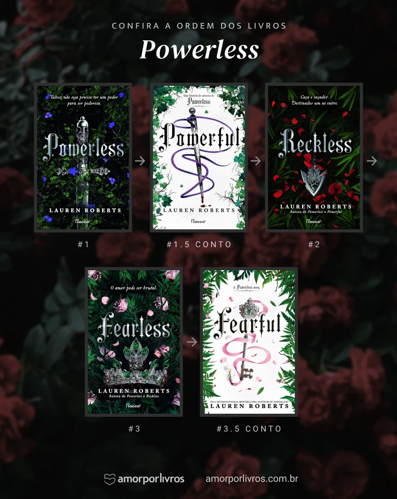 Ordem dos 5 livros da série Powerless, de Lauren Roberts