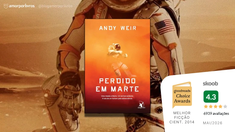 Livro Perdido em Marte, Ganhador do Goodreads Choice awards e nota 4,3