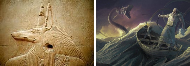 Referência dos deuses Anubis e Thor