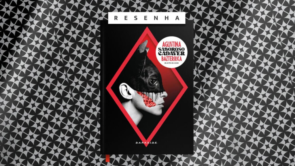 Livro Saboroso Cadáver em um fundo geométrico