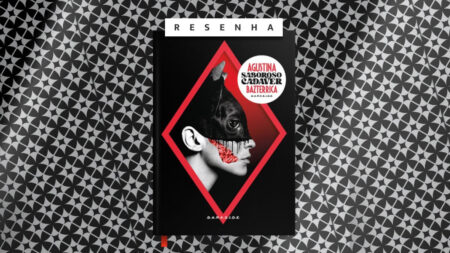 Livro Saboroso Cadáver em um fundo geométrico