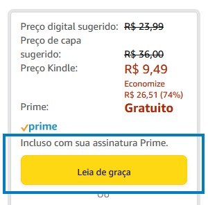 Screenshot da opção Leia de Graça do serviço da Amazon